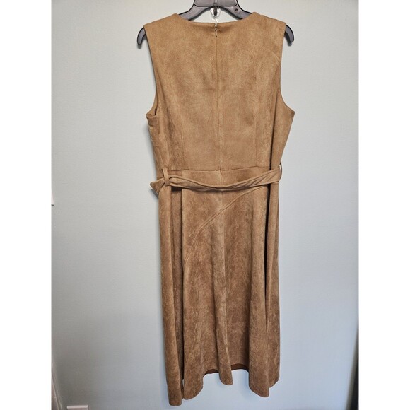 DKNY by Donna Karan Scuba Suede Belted Sleeveless Midi Dress Sz 14 MSRP $144 - Picture 7 of 9